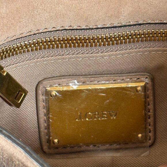 J.Crew Claremont Perforated Clutch Beige Leather Gold Hardware - Picture 10 of 10